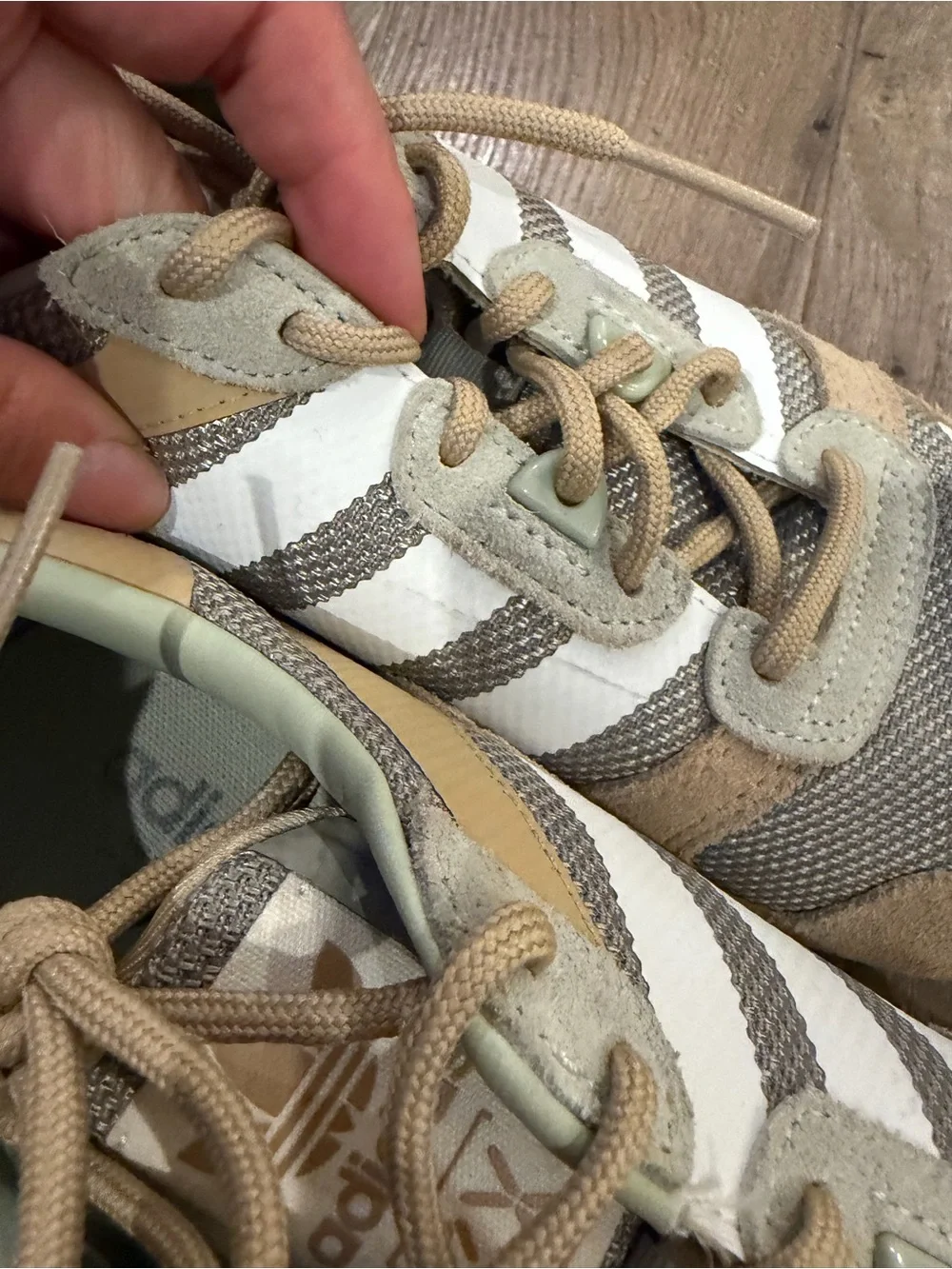 ADIDAS ZX 700 Green Tan Three Stripe Sneakers